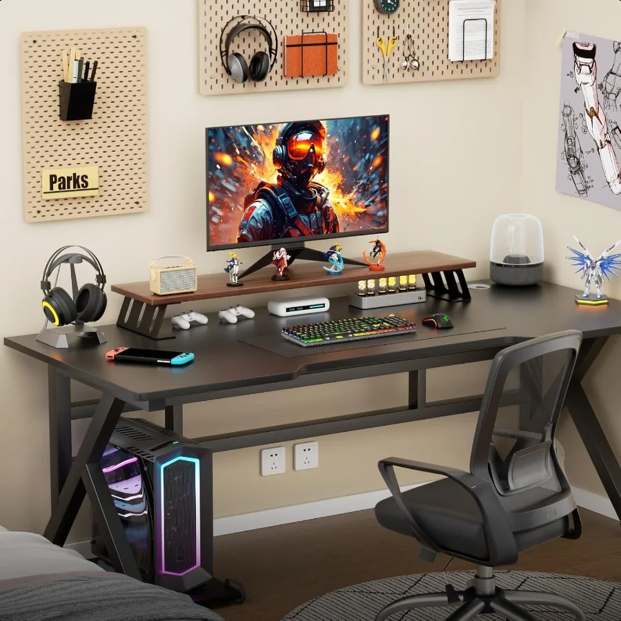 Wooden Computer Monitor Storage Stand Large Space Desktop Organizer Stand for Computer Monitors Laptops Speakers Srinters Etc.