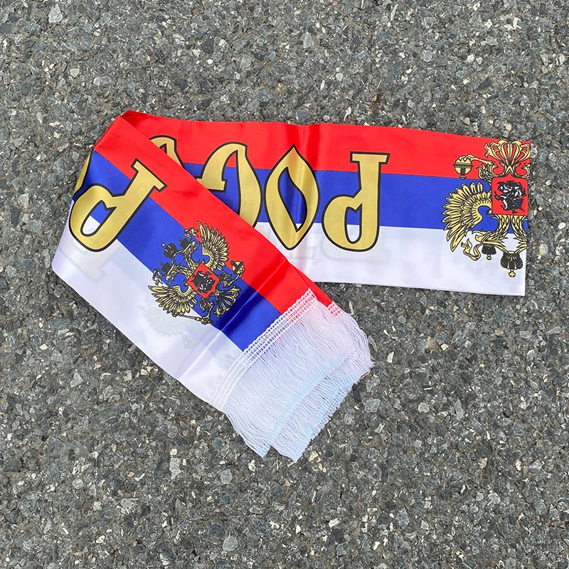 Aerlxemrbrae 14*130cm  russia flag Custom Scarf football team  Scarf Printing Satin Russian  banner