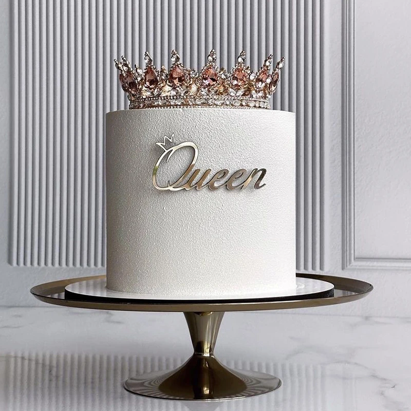 1/3/5 pcs Queen Princess Happy Birthday Acrylic Cake Topper Insert Queen Acrylic Cake Decoration Side Wedding Party Ornaments