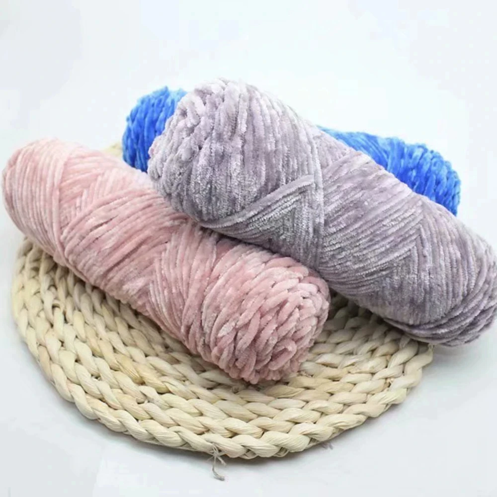 Gold Velvet Yarn Medium Thick Single Strand Glossy Velvet Yarn Hooked Shoe Thread Hand Woven Sweater Thread