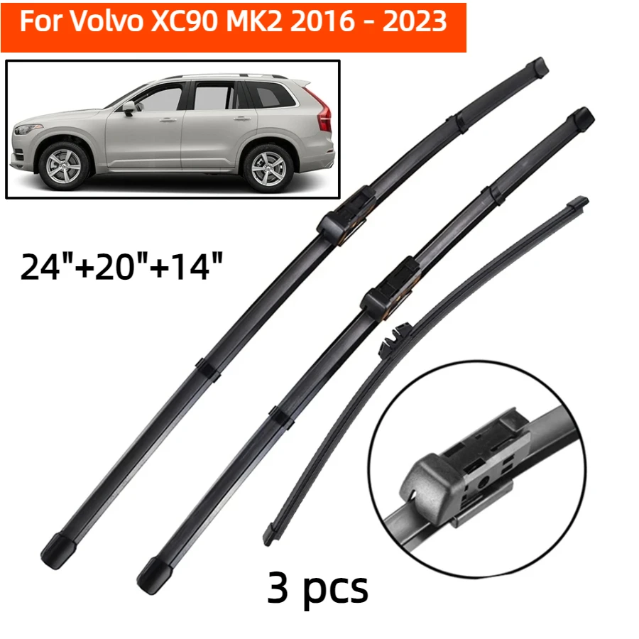 ZHANGU Wiper LHD Front & Rear Wiper Blades Set For Volvo XC90 MK2 2016 - 2023 Windshield Windscreen Window Brushes 24