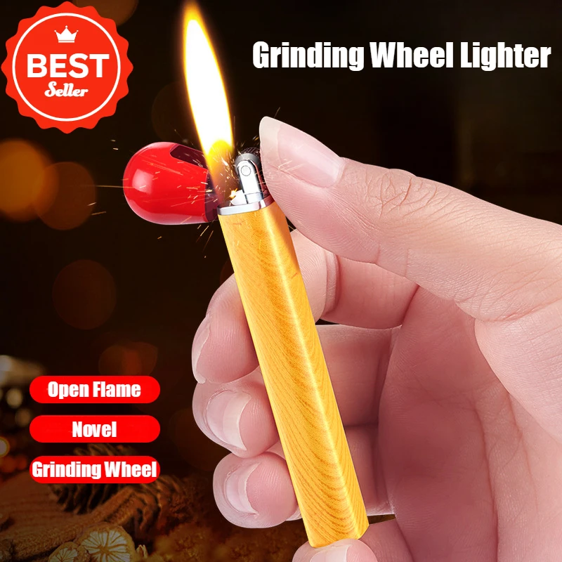 

Newest Creative Matchstick Grinding Wheel Open Flame Lighter Metal Personalized Novelty Cigarette Lighters & Smoking Accessories