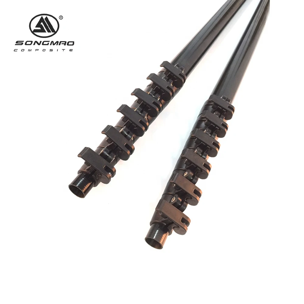 Customized 50ft 60ft 70ft 3K Carbon Fiber Extension Telescopic Pole with Clamps