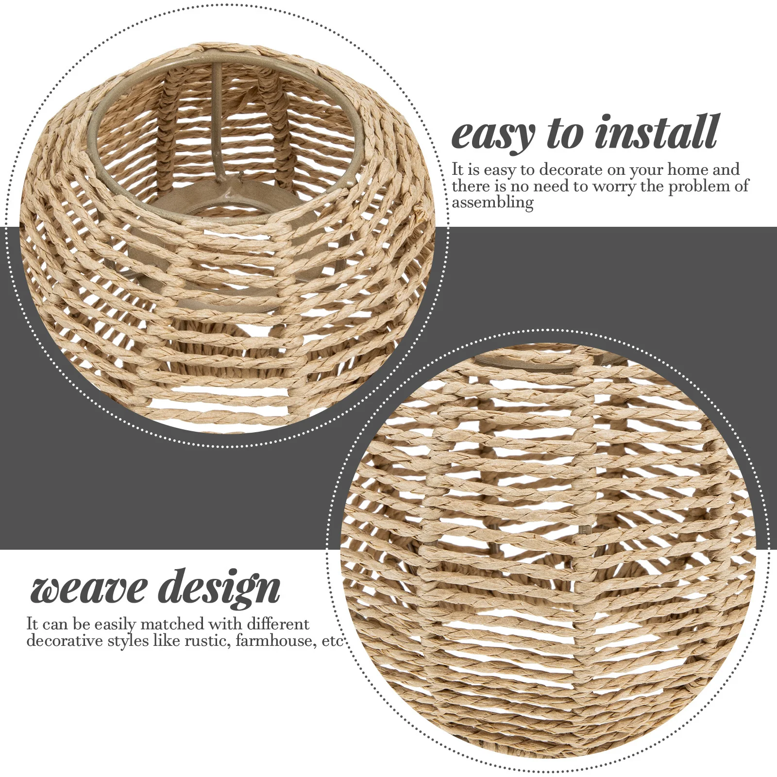 

2Pcs Bamboo Style Woven Lampshade Chic Pendant Light Cover for Dining Room Living Room Tearoom Rustic Decor Ceiling Light Cover