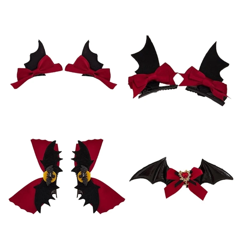 Funny Bat Wing Bows Hair Clips Girls Womens Hair Accessories Halloween Hairpins