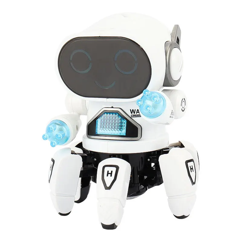 2025 新しいダンス電動ヘキサポッドリトル 6 ロボットおもちゃ漫画かわいいロボットライト音楽子供インタラクティブパズルおもちゃギフト