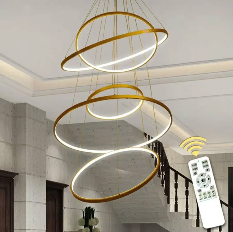 

5 Rings 60 80 100 80 60cm Modern LED Ceiling Light For Living Dining Room Kitchen Lustre Led Hanging Lighting Fixtures