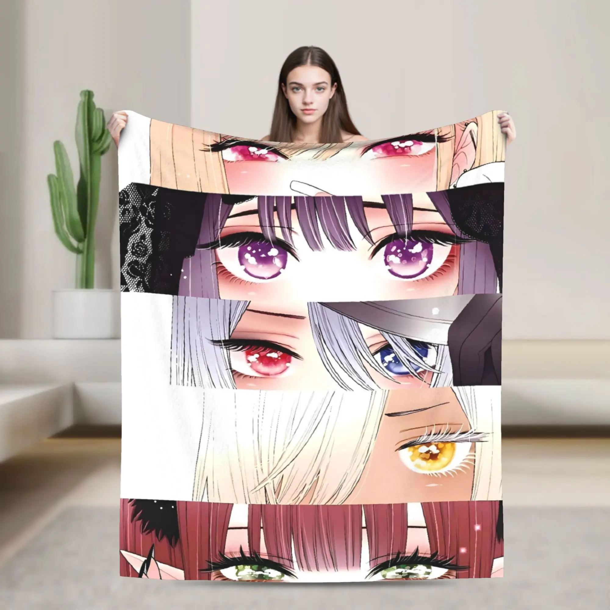 My Dress Up Darling Marine Kitagawa Warme weiche Decke, Plüsch-Überwurfdecke, flauschiger Couchstuhl, Flanell-Tagesdecke, Sofabettbezug