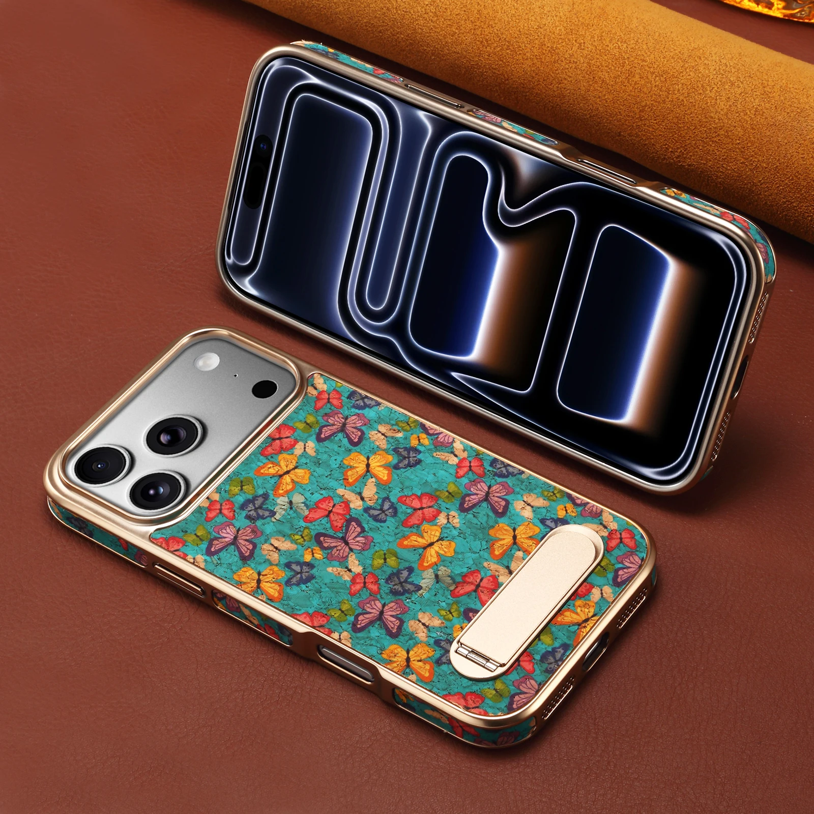 Funda con Soporte Magnético para Carga Inalámbrica Denior, Diseño de Mariposa y Totem, Compatible con iPhone 17/16/15/14/13 Pro Max Plus