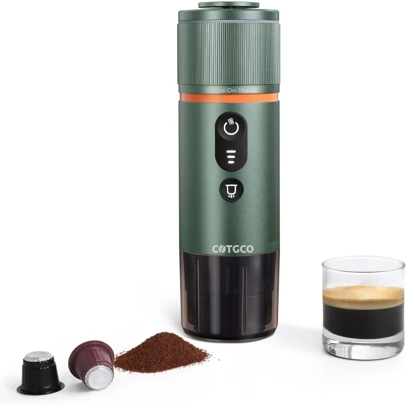 COTGCO Portable Espresso Coffee Machine: 12V Electric Travel Expresso Maker,Self Heating 8 Cups Compatible for Nespresso Capsule