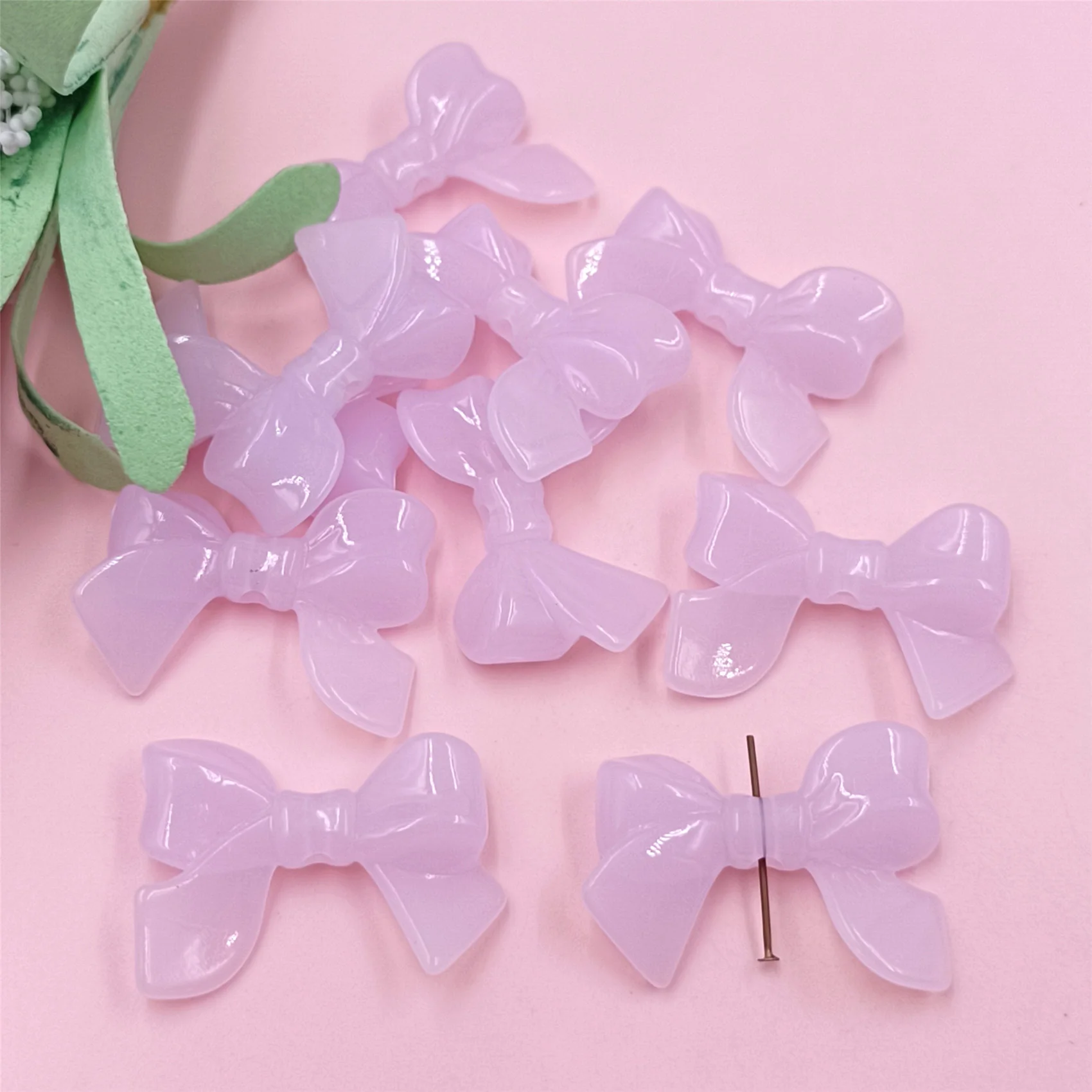 10pcs Macaron DIY Semi Transparent Jelly Color Acrylic Bowknots