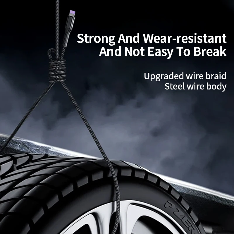 Cable de datos USB 3 en 1 de 120w, carga rápida Lightning Micro tipo C, línea de cargador para Iphone, Samsung, Huwei, Cable de teléfono móvil para coche