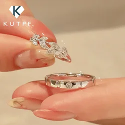 Full Moissanite Diamond Couple Rings Set 100% 925 Sterling Silver Promise Engagement Eternity Ring Wedding Band for Women Men
