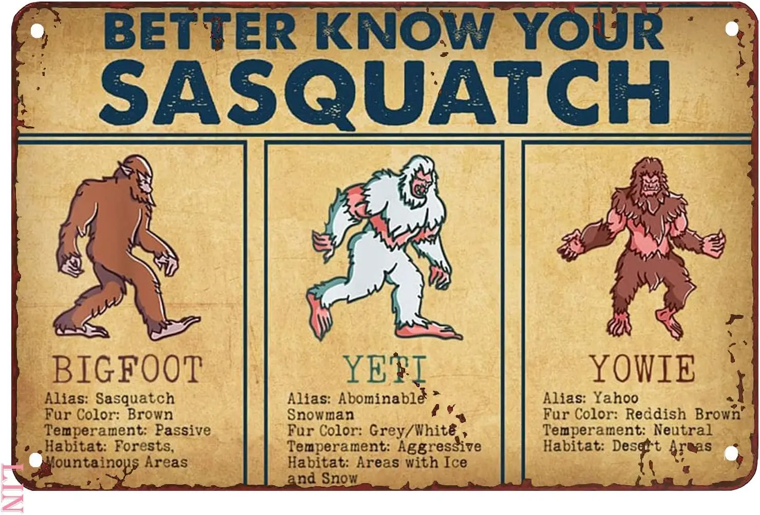 Bigfoot Better Know Your Sasquatch Yowie Metal Signs - Vintage Room Decor Aesthetic Wall Art Tin Sign Gift for Yard, Garage, Liv