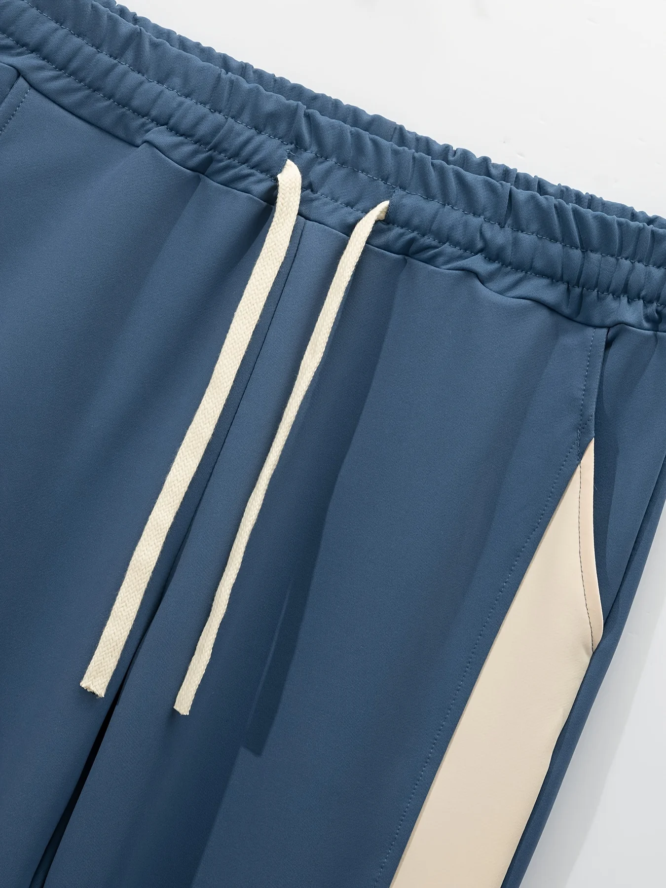 Polyester Men's Casual Baseball Jacket & Pants Set - Color Block, Button-Up with Belt Detail for Spring/Fall