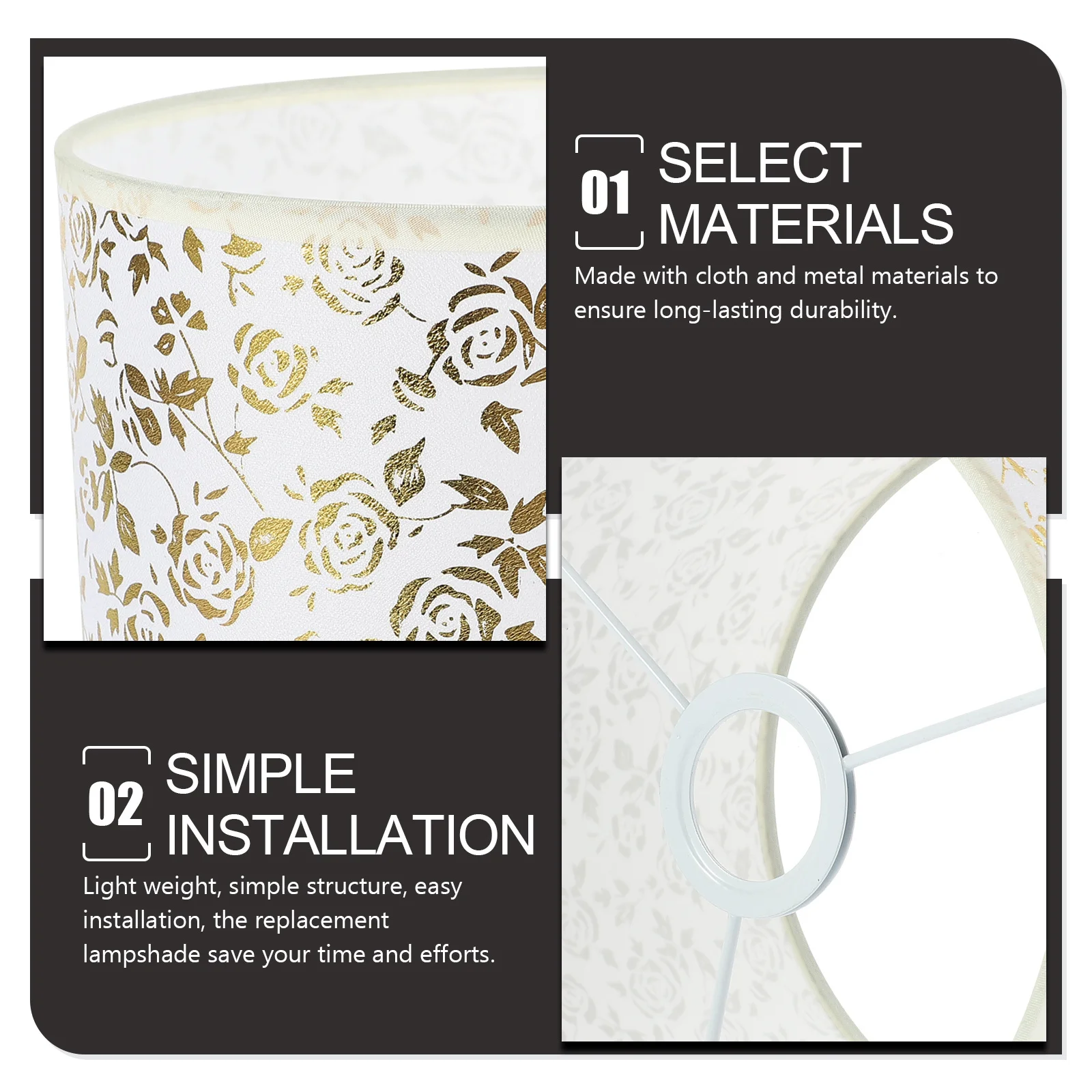 

Rose Pattern Lamp Shade Replacement Fabric Lampshade Decorative Light Cover for Table Wall Floor Lamp Indoor Lighting