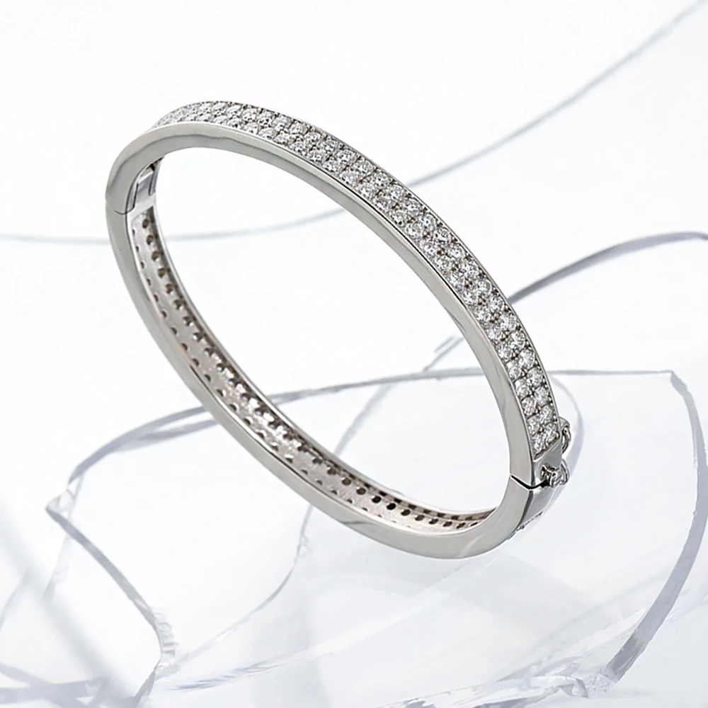 Brazalete de moissanita de 2mm para hombre y mujer, pulsera de plata de ley S925, cadena de mano brillante chapada en D, joyería fina de 18K