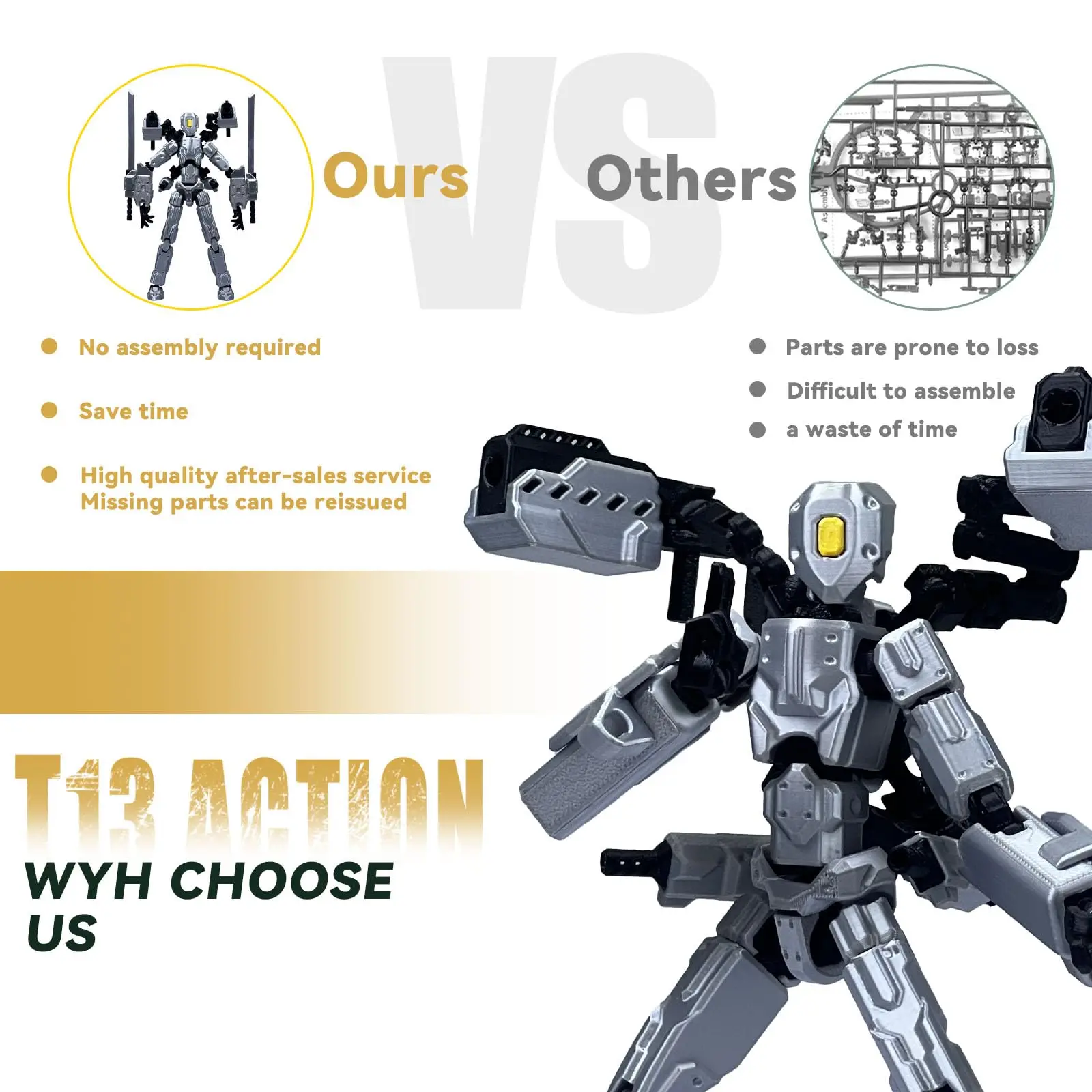 (Assembler terminé) ensemble de figurines d'action T13 de 8 pouces, figurine d'action T 13 Robot Mobile multi-articulaire Nova T-13, décorations de bureau