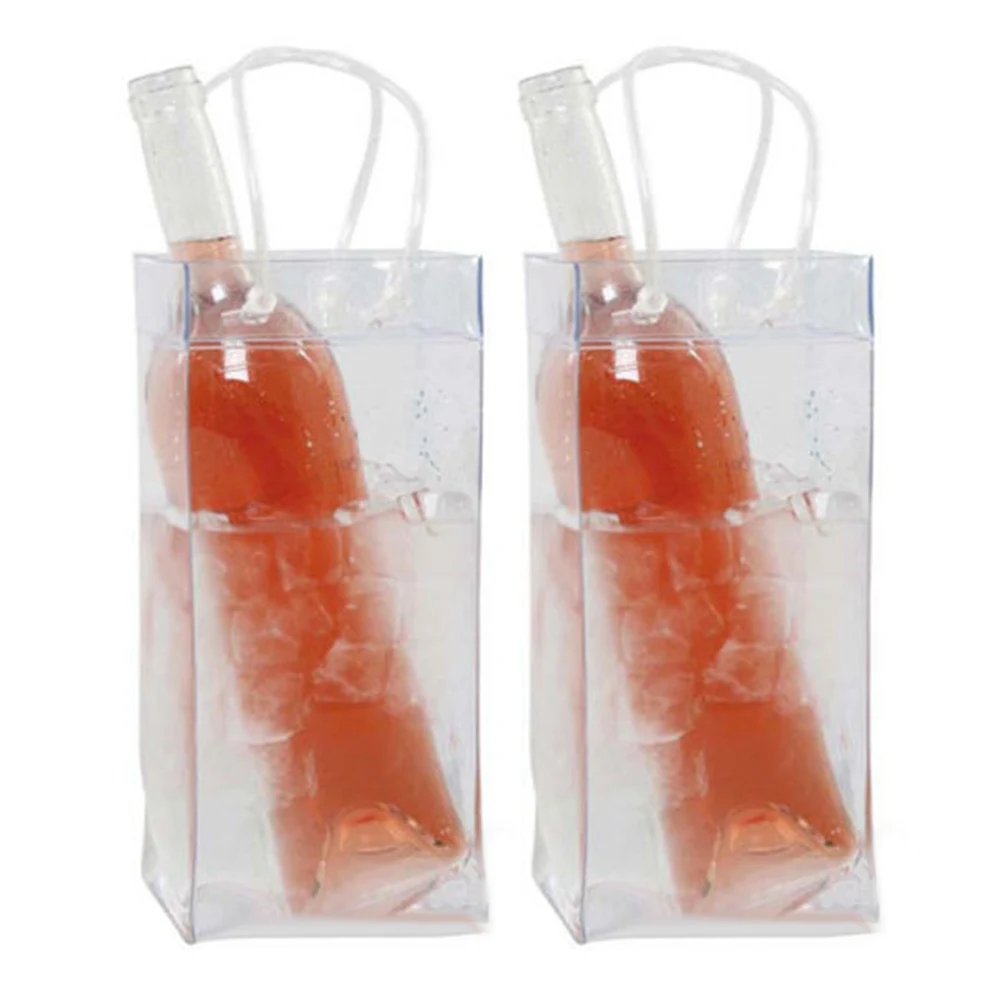 1 Pc Ice Bag -===er Champa===e Bucket Drink Bo== Cooler Transparent P= Chiller Foldable Carrier==========Barware Cooling Buckets