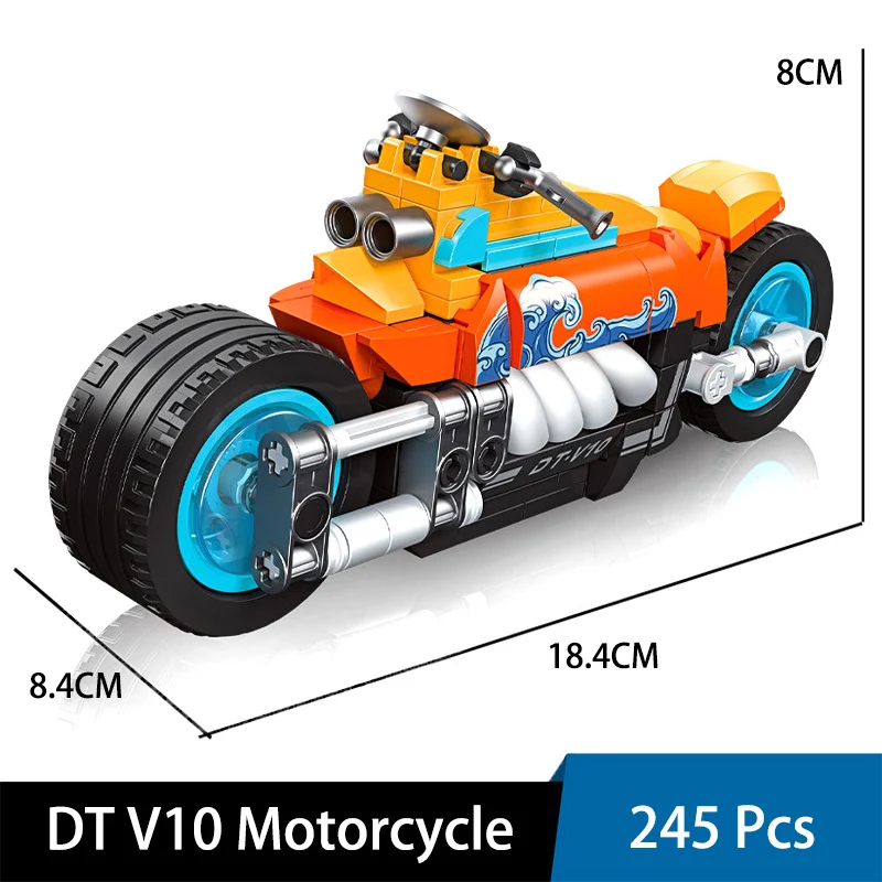 

Гоночный мотоцикл MOC High-Tech DT V10, локомотив, строительные блоки, модель в сборе, кирпичи, игрушки, детские подарки, совместимы с LEGO