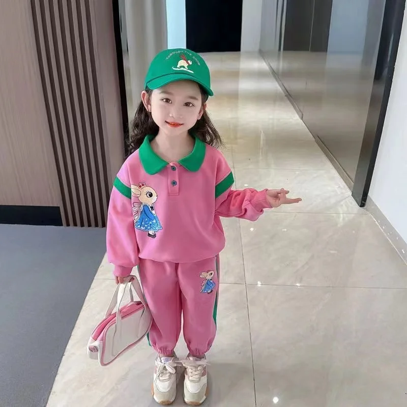 Herbst und Winter Mädchen Polo Langarmhemd Set Baby Duft zweiteilig Set Western Kinder Sport zweiteilig Set 2024 neu