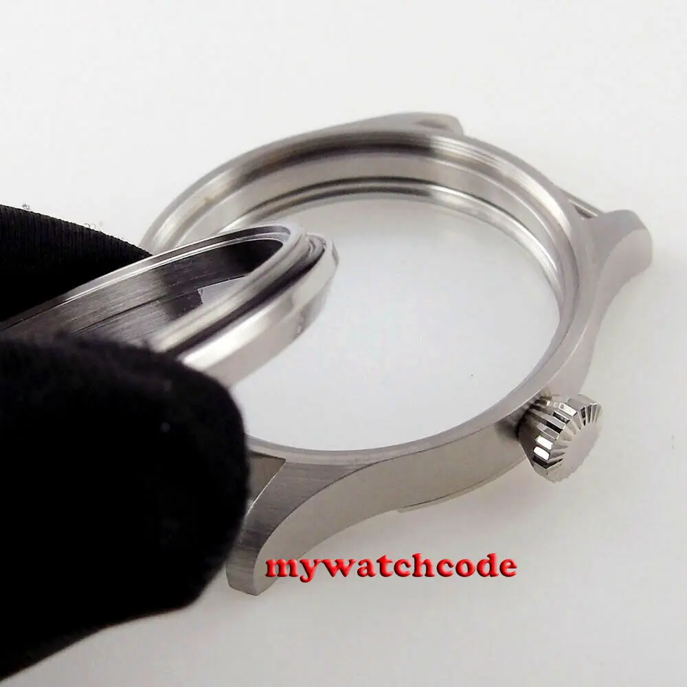 Brushed 316L Stainless Steel Sapphire glass 42mm 316L Steel Watch CASE Fit Eta 6498 6497 3600 3620 Movement