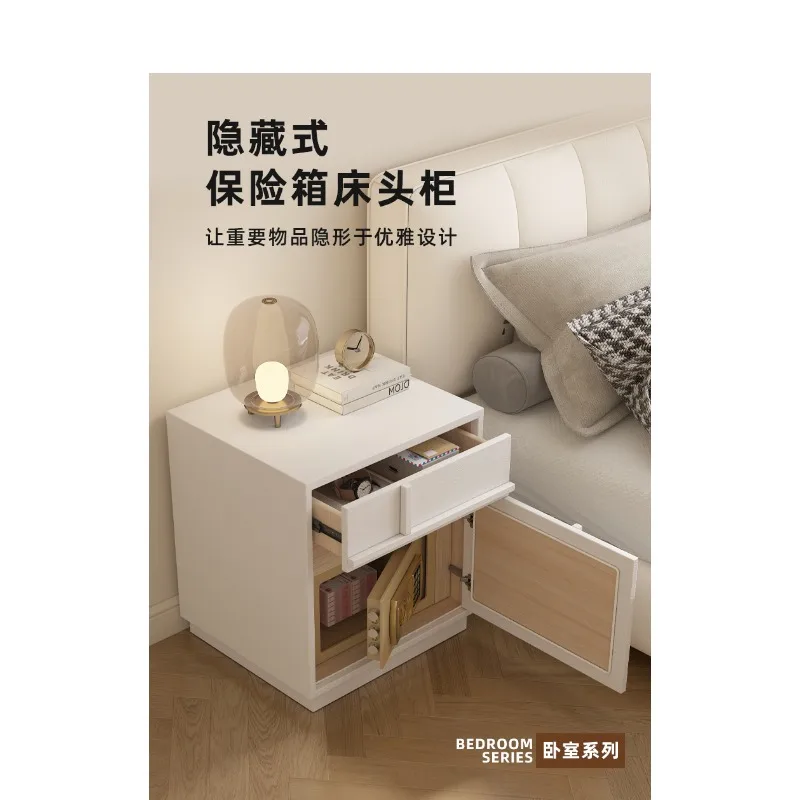 Hidden safe Solid wood bedside table Integrated bedside large-capacity storage cabinet Household with lock
