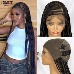 New Arrival Synthetic Full Lace Braided Wigs for Black Women 34 Inches Lace Frontal with Baby Hair Afro American Wigs