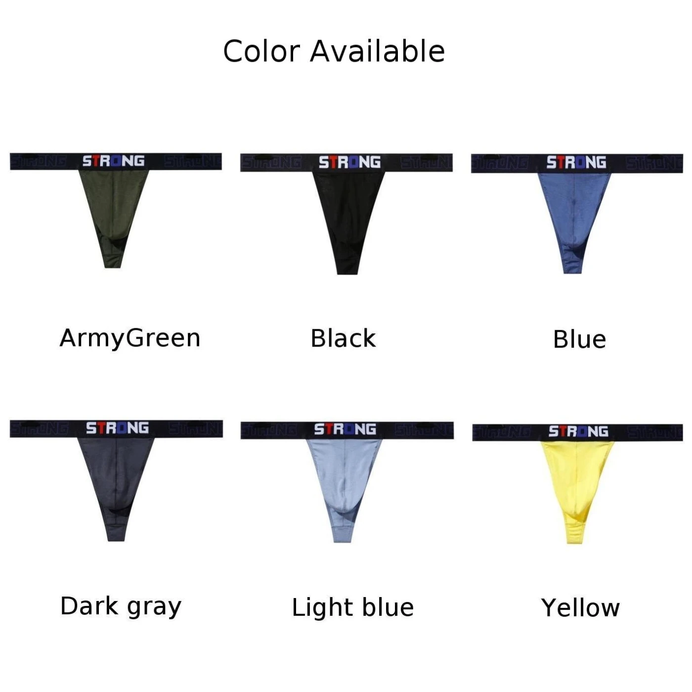 Men Sexy Elastic Low Waisted Breathable G-String Briefs Thong Lingerie Underwear Bikini Underpants Panties Solid Male Thongs