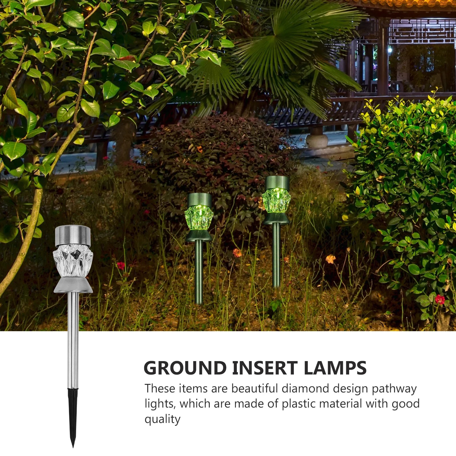 

4pcs Solar Ground Insert Lamps Waterproof Colorful Diamond Design Garden Lighting Decorative Lamps For Yard Lawn Park Outdoor