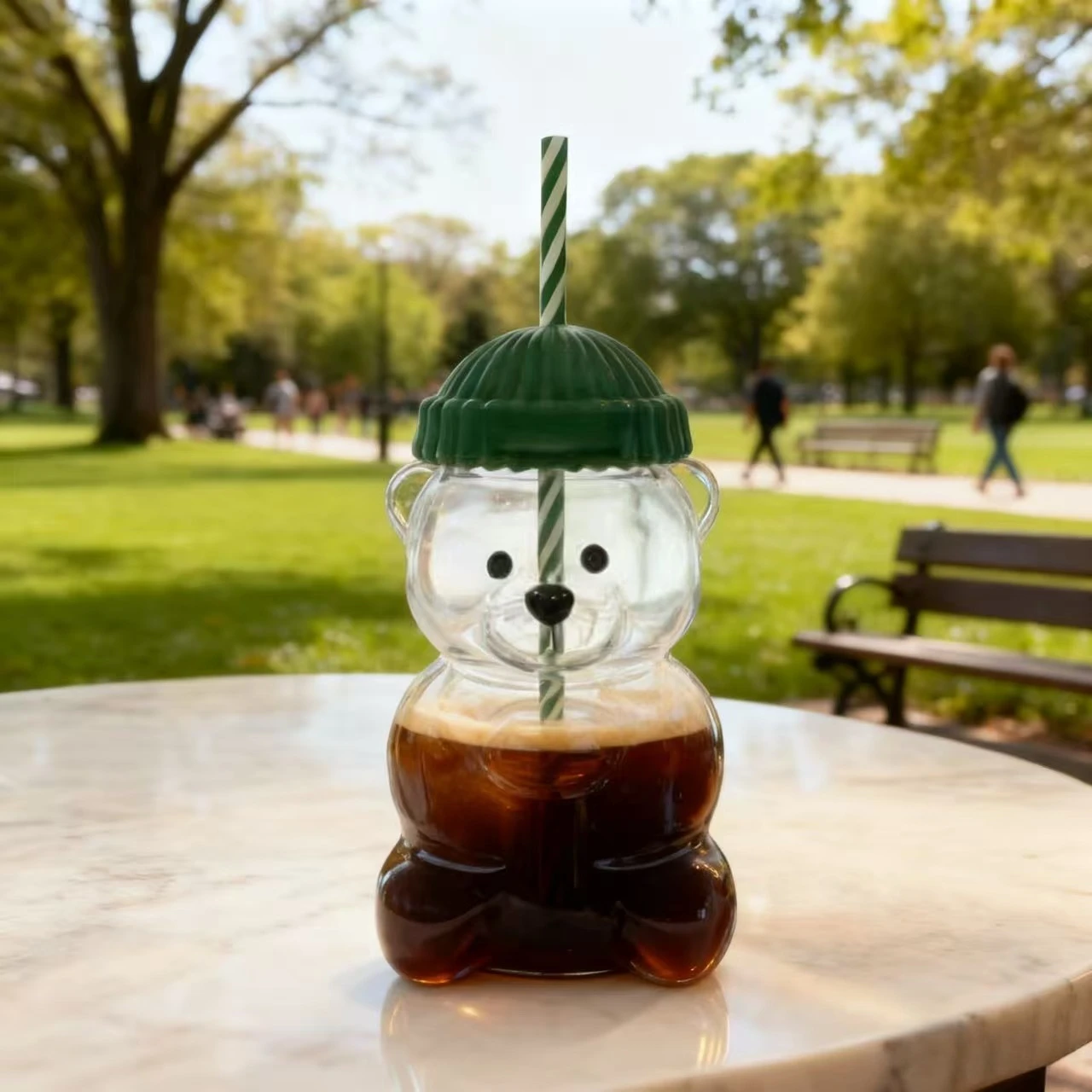 

Large Capacity Cute Bear Glass Cup 500ML 2025 New Christmas Gift Durable Convenient for Coffee Beer Wine Cocktails Straw Mug