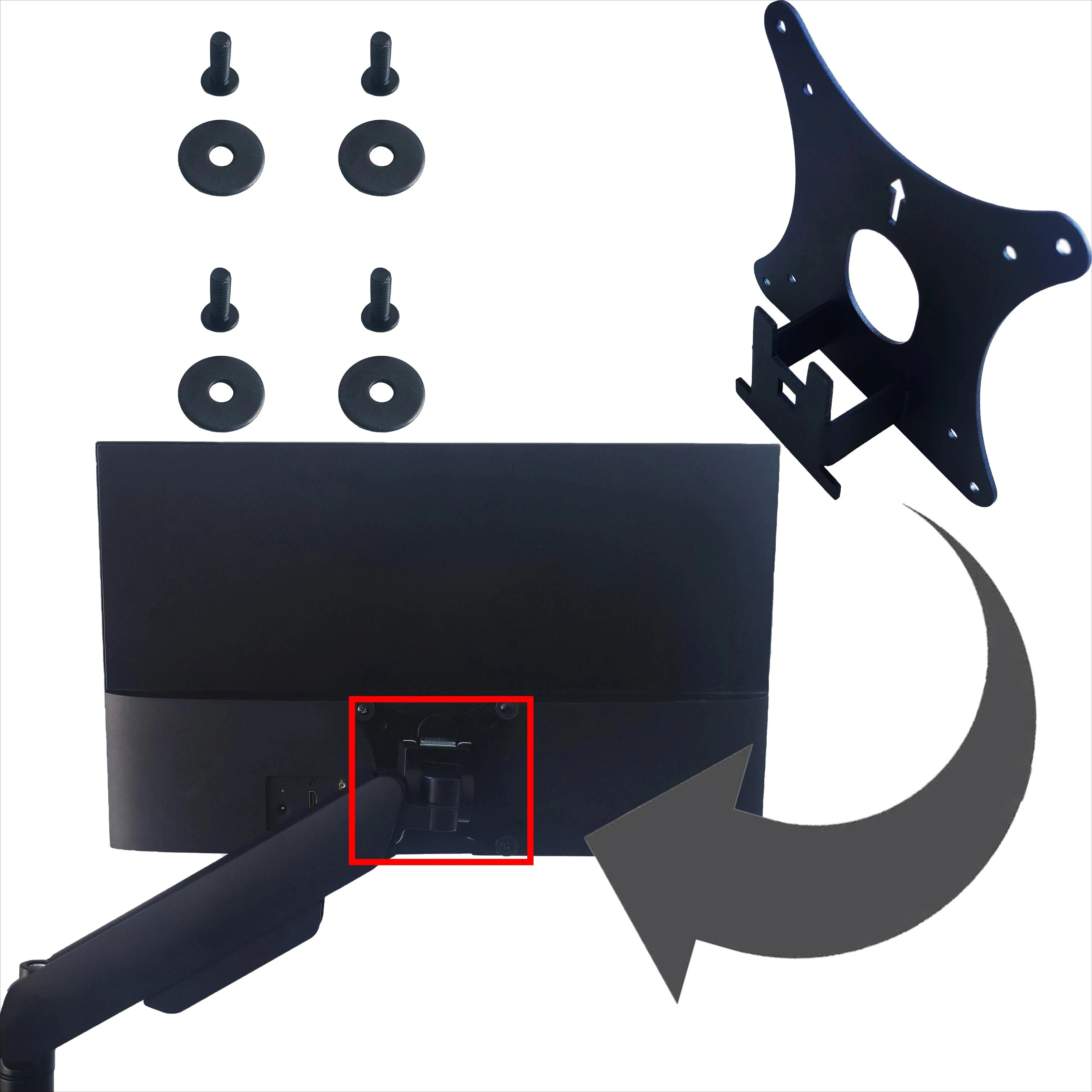 VESA Adapter for HP 22M 24M 27M Monitor – Mount Bracket for VESA 75x75 & 100x100 Monitor Arms, Stands and Wall Mount