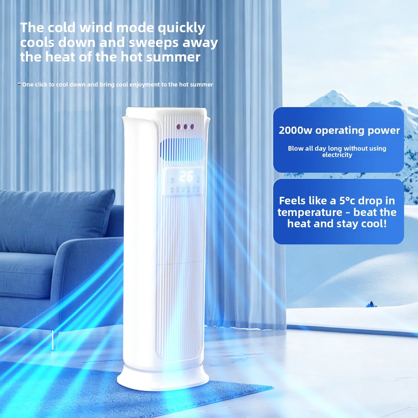 Ventilateur-climatiseur CX double fonction, chauffage et réfrigération intégrés, silencieux, mobile, pour chambre à coucher.