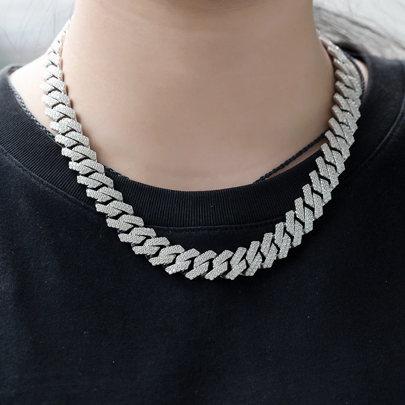 

Holycome Jewelry Custom Cuban Chain 925 Sterling Silver Gold Plated Iced Out Hip Hop Moissanite Cuban Link Chain