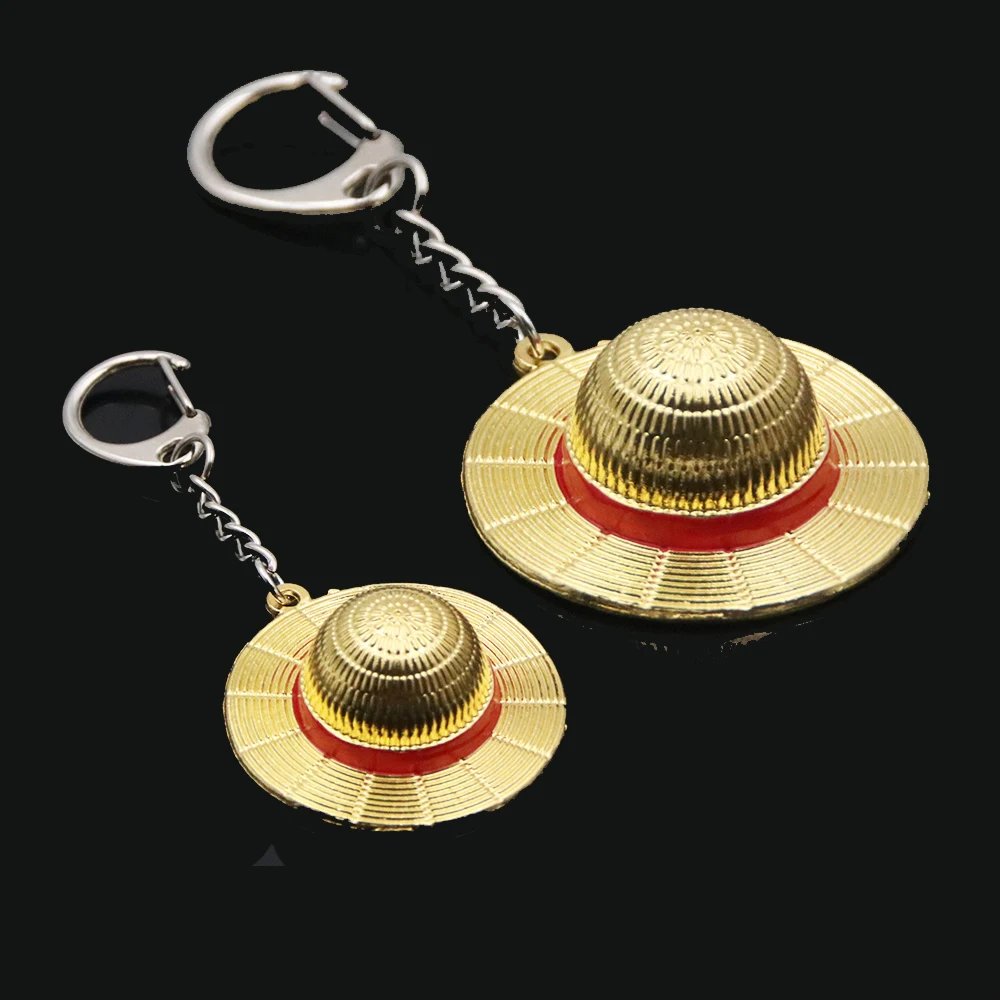 One Piece cartoon keychain straw hat pendant fan metal keychain backpack accessories jewelry