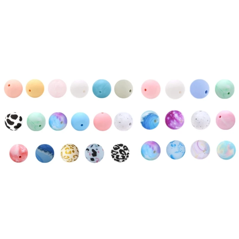 

F62D Colorful Silicone Beads Loose Beads Handmade Making set Baby Teething Beads DIY Teether Jewelry Making Decorations