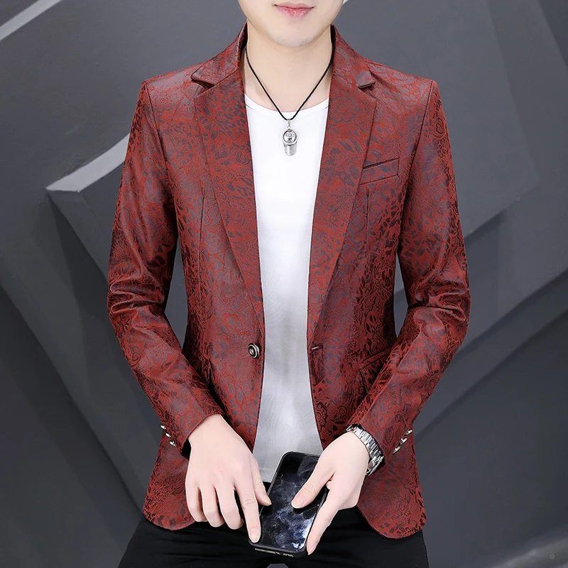 

Spring Autumn Casual Blazer Jacket Suit Party Suit High-end Fashion Luxury Men's Floral Blazers Business Casual Suit Coat