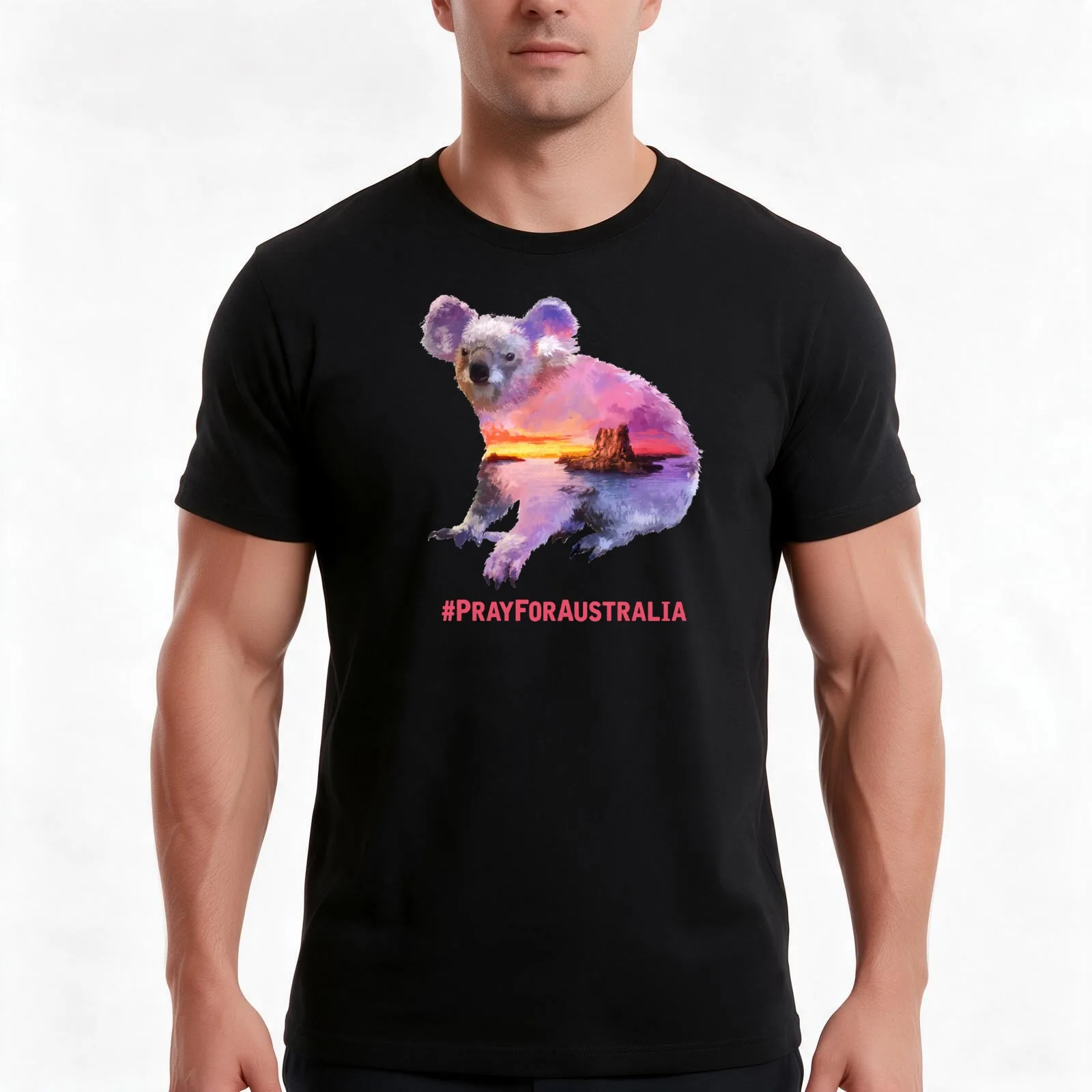 Australian Wildfires Bushfires Koala Pray For Australia Save Lives Help Koalas T-Shirt, Summer Casual Cotton Tee, 100% Cotton