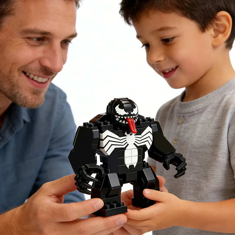Venom Bausteine Anime-Figuren Spielzeug, DIY Montage Mini-Bausteine Handgemachtes Spielzeug, Superhelden-Bausatz Kindergeschenke