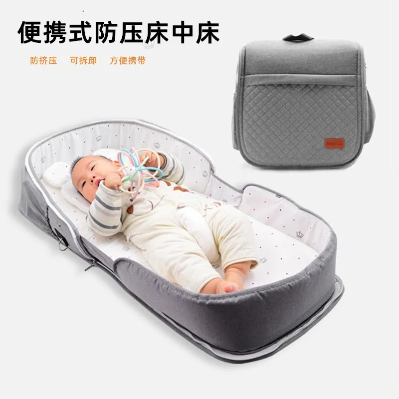 Portable Baby Crib Movable Multifunctional Foldable Newborn Infants Bed For Travel With Mosquito Net Maternity Diaper Bag