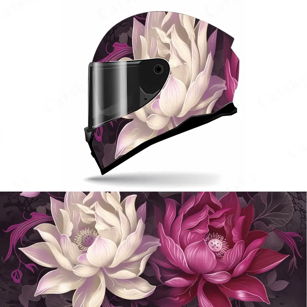 أغطية فينيل أنيقة على شكل لوتس، شارات خوذة لكامل الوجه مقاومة للماء ومقاومة للخدش، تصميم فني متين من مادة PVC، Inst