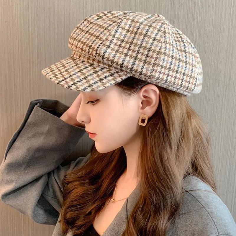 Autumn Winter Hats for Women Solid Plain Octagonal Newsboy Cap Men Ladies Casual Wool Hat Winter Beret Women Painter Caps