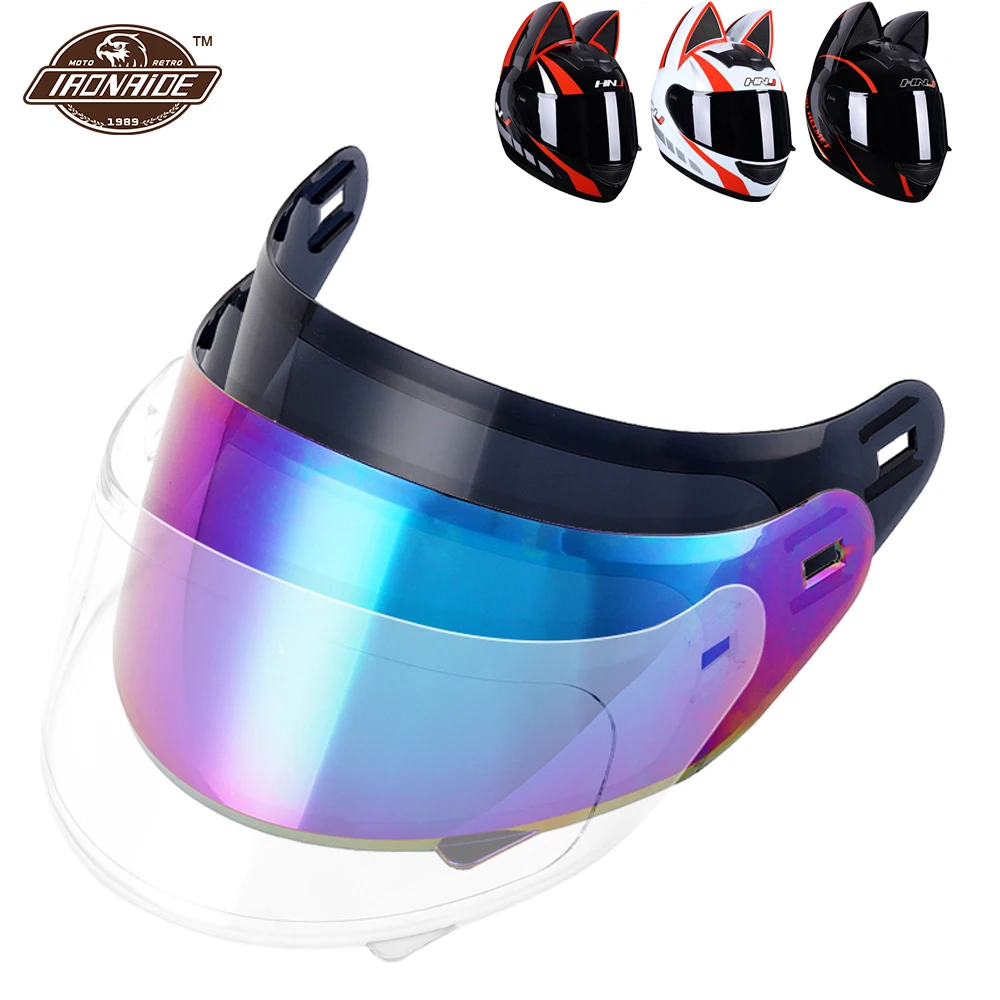 HNJ Motorcycle Cat Ears Helmet Lens F939 F933 Visors Full Helmet Lens Black Colourful Golden Transparent