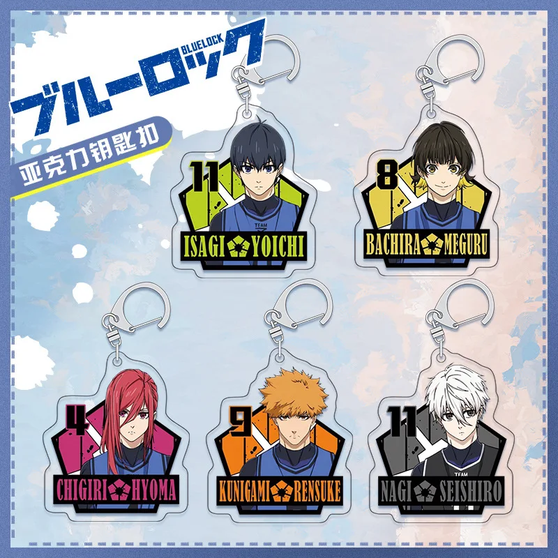 سلسلة مفاتيح مصنوعة من الأكريليك لسلسلة شخصيات القفل الأزرق أنيمي Isagi Yoichi Meguru Kunigami سلسلة معدنية قلادة هدية رائعة 6 سنتيمتر