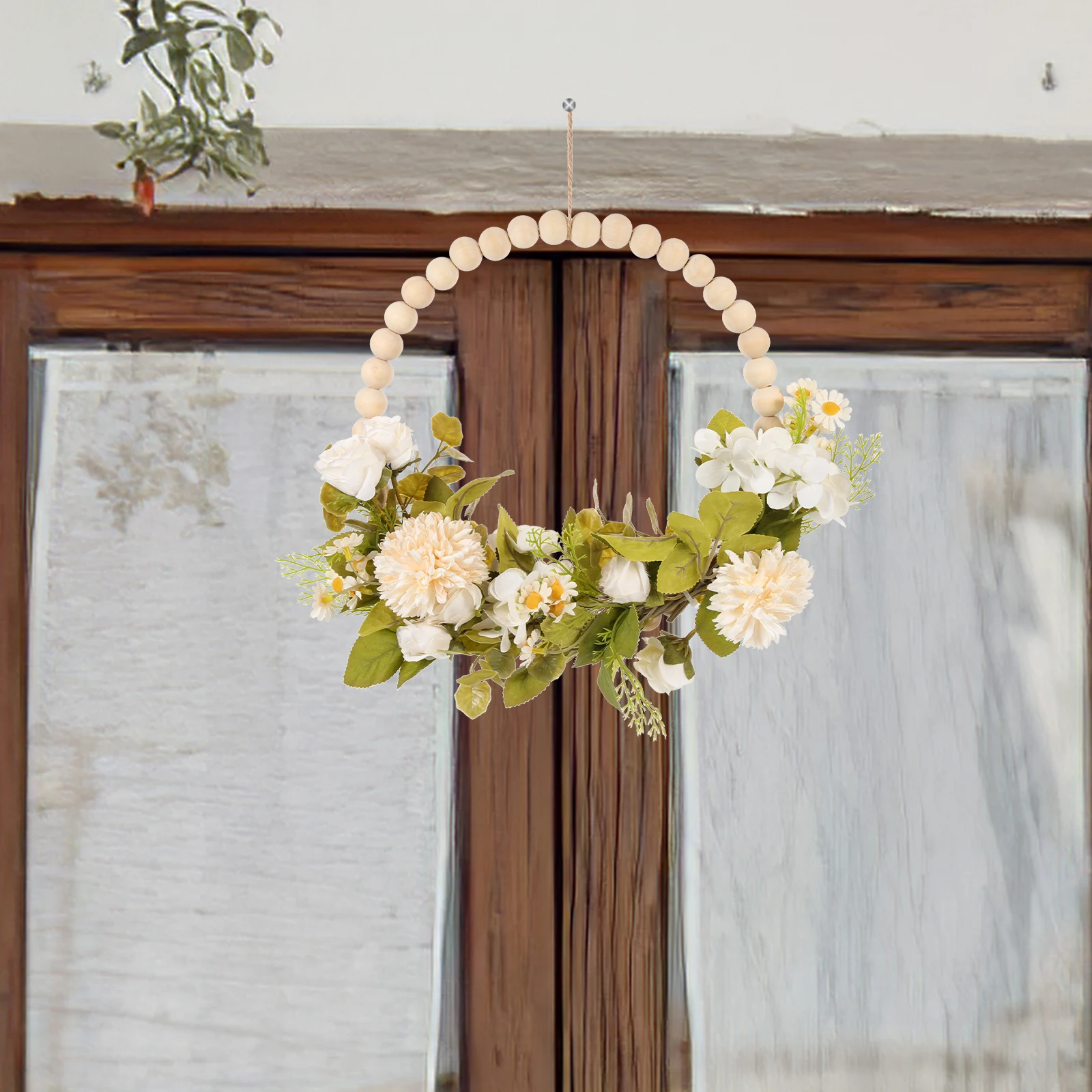 

Greenery Wreath Garland Decor Artificial Plastic Bride Home Vintage Door Sign Hanging Prop Spring Wedding Flower