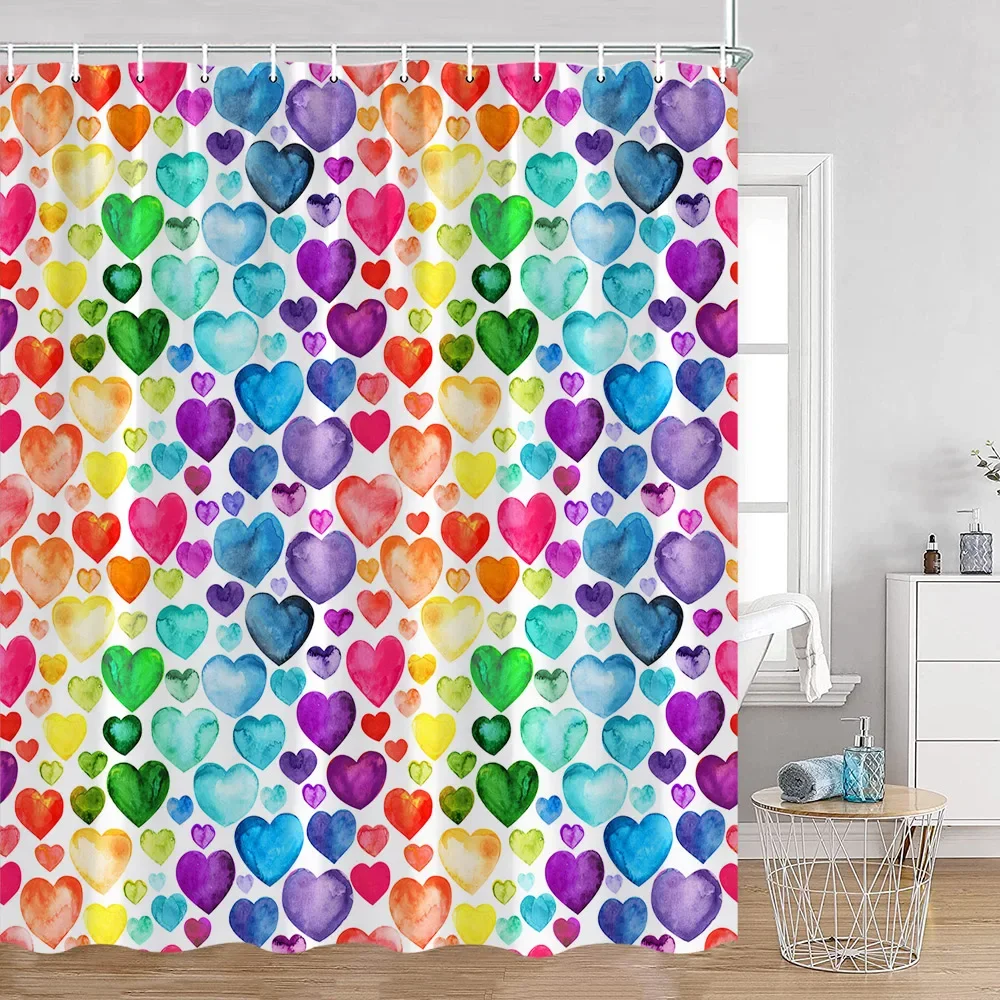 Rainbow Graffiti Shower Curtain LGBTQ Parade Love Fluid Rainbow Color Paint Style Bathroom Decorations Polyester Bath Curtain