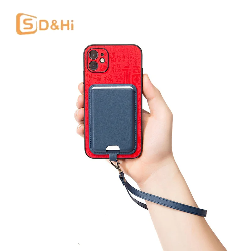 1pcs Magnetic For  Leather Wallet Card Holder For IPhone 16 15 Pro Max With Anti-lost Lanyard Wallet Case Bank ID Card Holder