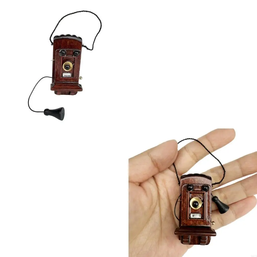 Delicado accesorio decorativo en miniatura para teléfono muñeca antiguo a escala 1/12, regalo para coleccionistas y