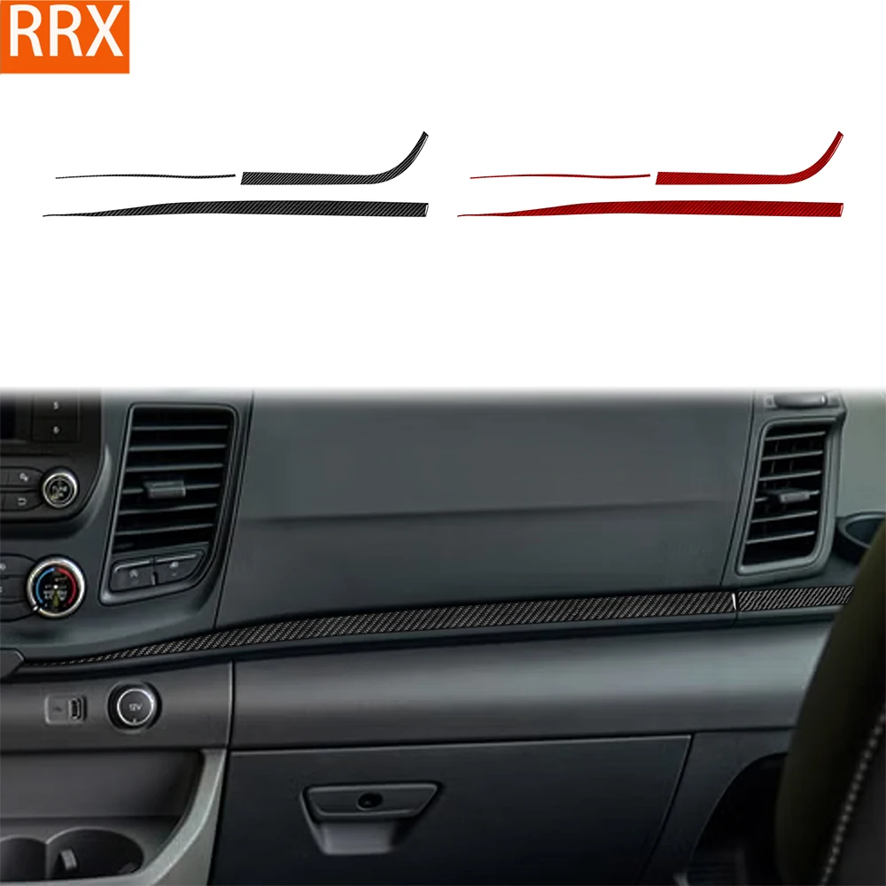 For Ford Transit 350 2024-2025 Real Carbon Fiber Stickers Co-pilot Instrument Panel strip Car Accessories Interior decorative