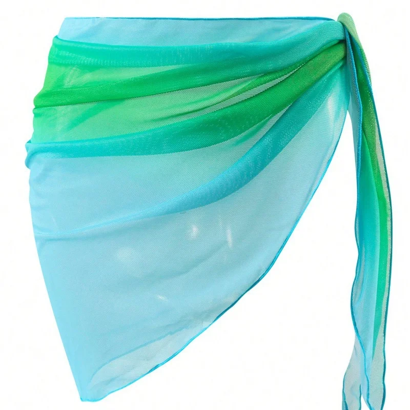 

Gradient Color Sarong Swimsuit Coverups Summer Beach Bikini Wrap Sheer Short Skirt for Women Girls Skirt Scarf Swimwear Cover-Up